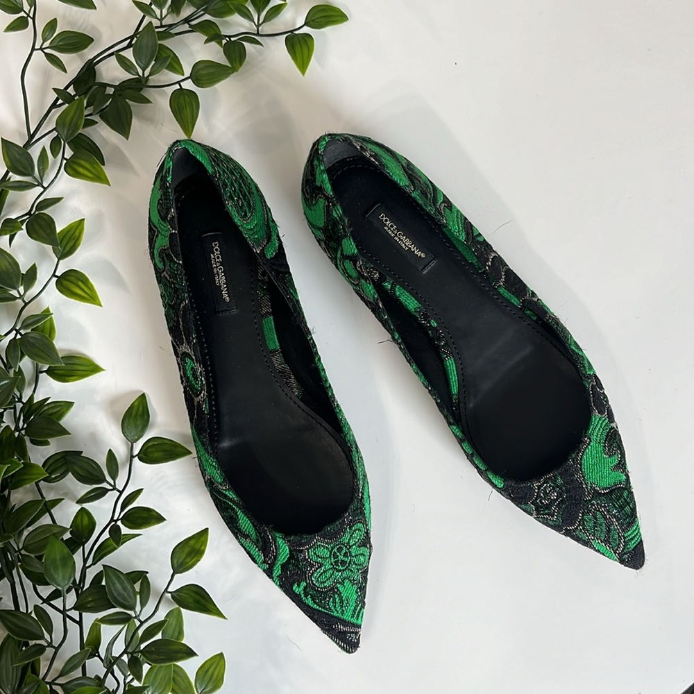 Dolce & Gabbana broccato Prato Bellini pointed flats size 39